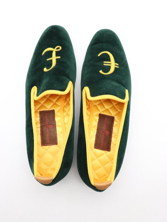 Mathew Cookson Loafer Men\'s UK 11 US 12 Green Velvet Slip On Venetian Loafers main image 7